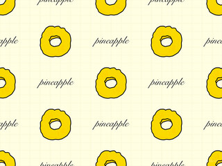 Pineapple cartoon character seamless pattern on yellow background