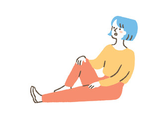 放心状態で座っている女性_色