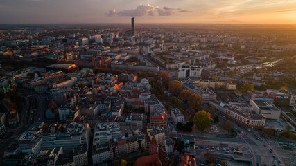 Wroclaw Sunset Aerial High View © sopthedrone