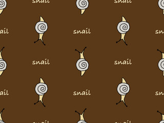 Snail cartoon character seamless pattern on brown background