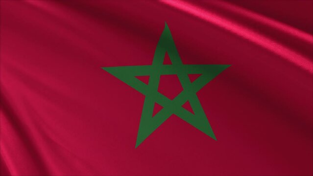 Morocco Flag Animation Wave 3D render