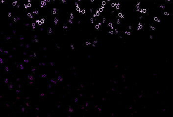 Dark purple vector texture with male, female icons.