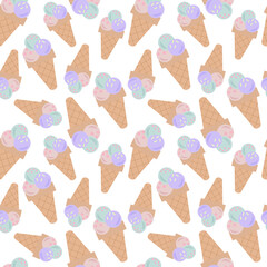 Cute ice cream background decoration. Seamless repeating pattern texture background design for fashion fabrics, textile graphics, prints etc
