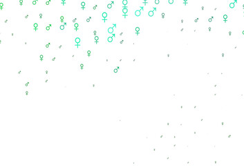 Light green vector background with gender symbols.