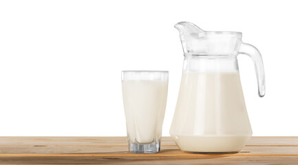 milk on table and sunny trees