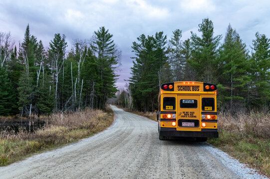 Chrome Yellow School Bus on a Rural Road
