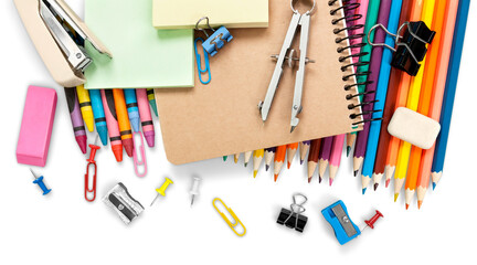 School colored stationery supplies collection