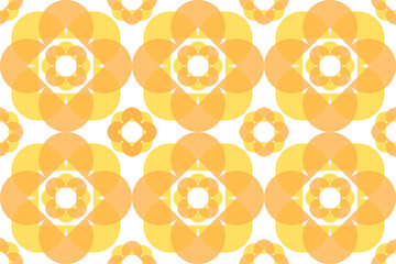 Seamless pattern with circles and floral. Vector Illustration of geometric art.