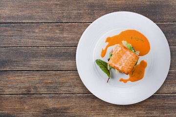 Fresh tasty fish fillet dish on the plate