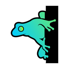 Frog lettering logo stalking prey