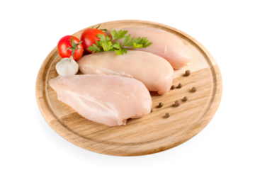 Raw Chicken brests on cutting board