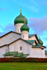 Fototapeta na wymiar Old Russian temples of Pskov