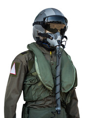 clothing for pilots or pilots suit on transparent background