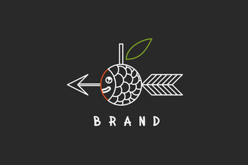 Illustration vector graphic of line art apple, arrow, fish