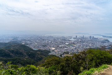 Fototapeta premium view of Fukuoka city from mountain.