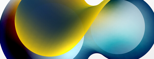 Fluid abstract background. Liquid color gradients composition. Round shapes and circle flowing design for wallpaper, banner, background or landing