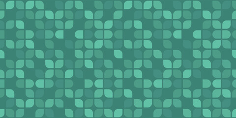 Green, bright geometric mosaic seamless pattern with colored tiles. For interiors and prints, decorations and stylish designs.