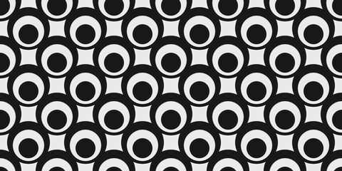 Black circles, inside of which are white, and again black. For interiors and prints, decorations and stylish designs.