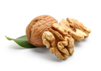 Fresh walnuts isolated on white background