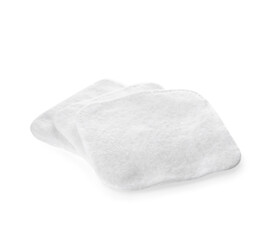 Soft clean cotton pads on white background