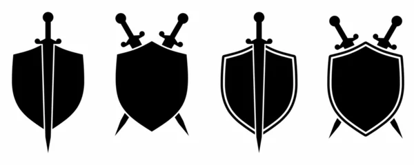 Fotobehang Silhouette sword and shield icon set with different style.collection sword and shield icon © Sutana