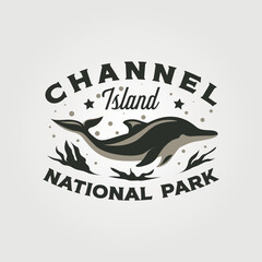 channel island vintage logo print illustration design, us national park collection by lawoel