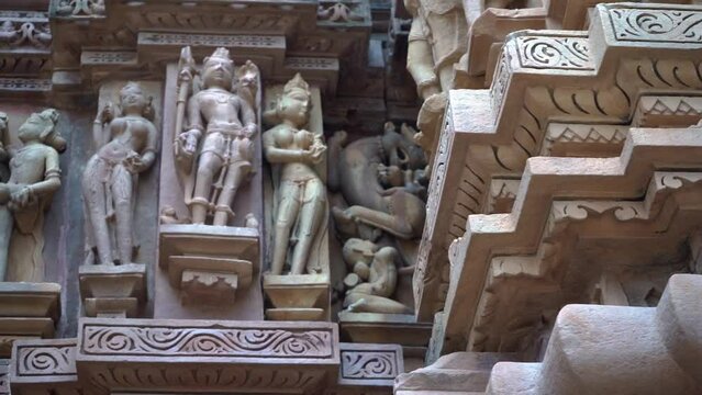 Famous Stone Carving Sculptures Of Khajuraho In India - sideways