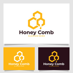 honey comb logo vector design template