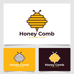 honey comb logo vector design template