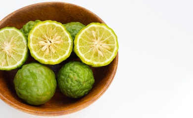 Bergamot kaffir lime herb fresh isolated on white