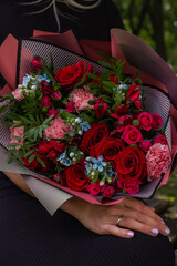 Big floral bouquet of red roses