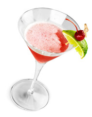 Glass of alcohol  cocktail on background