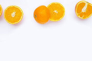 Orange fruit on white background.