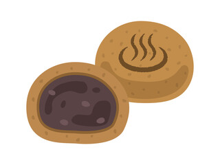 温泉まんじゅうの断面のイラスト