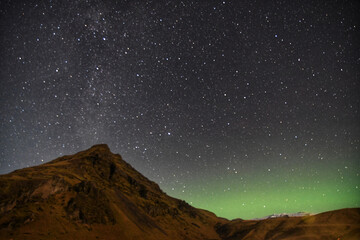 night sky with aurora beam