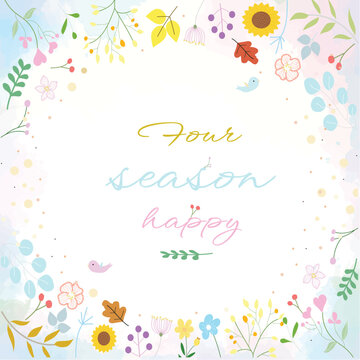 Colorful 4 seasons flower theme wallpaper. Large size, suitable for decorating invitation cards, albums, photos, websites, fanpage, ...