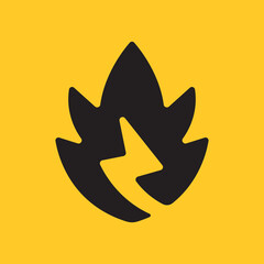 Thunder Leaf Silhouette Logo Template Design