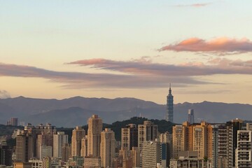 Sunset over Taipei city