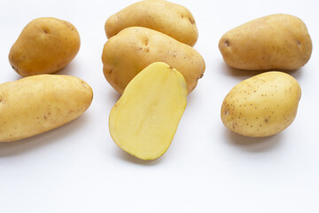 Raw potatoes isolated on white background