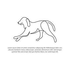 Dog line design. Simple animal silhouette decorative elements drawn with one continuous line. Vector illustration of minimalist style on white background.