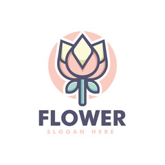 Vector Logo Illustration Flower Simple Mascot Style