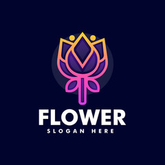 Vector Logo Illustration Flower Gradient Line Art Style.