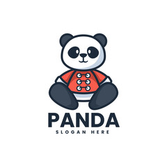 Vector Logo Illustration Panda Mascot Cartoon Style