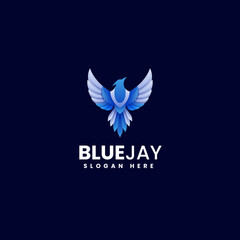 Vector Logo Illustration Bird Blue Jay Gradient Colorful Style.