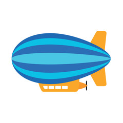 Blue Airship Balloon Transportation Icon Vector Illustration Isolated on White Background
