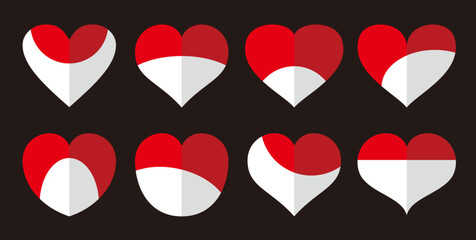 Assorted modern heart shape designs in red and white color effect.
