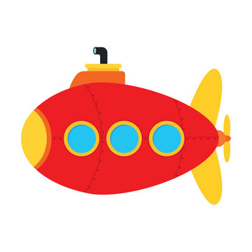 recommend clip art: Red Submarine Sea Transportation Vector in Animated Cartoon Illustration