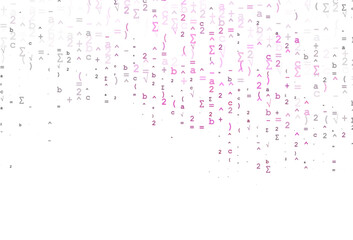 Light Pink, Green vector cover with math elements.