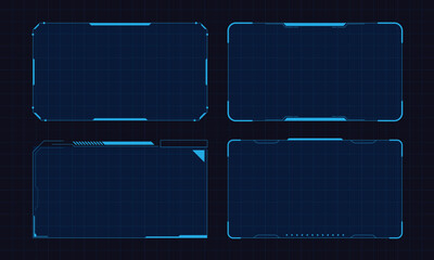 Hud frames futuristic text box border frame scifi digital screen hologram panel vector - obrazy, fototapety, plakaty