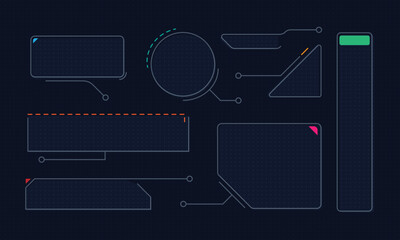 Hud frames futuristic text box border frame scifi digital screen hologram panel vector